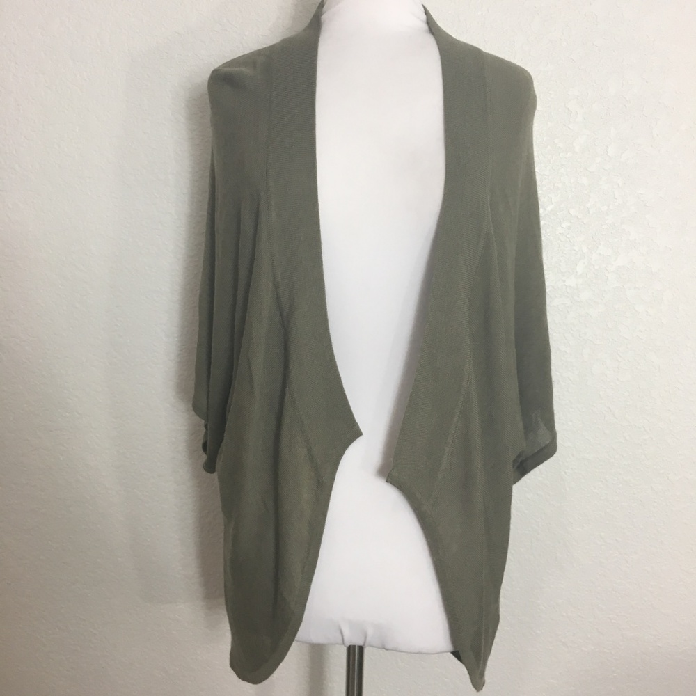 Jana Women's Sweater Cardigan Size S/M Open Front Dolman Sleeves Green
